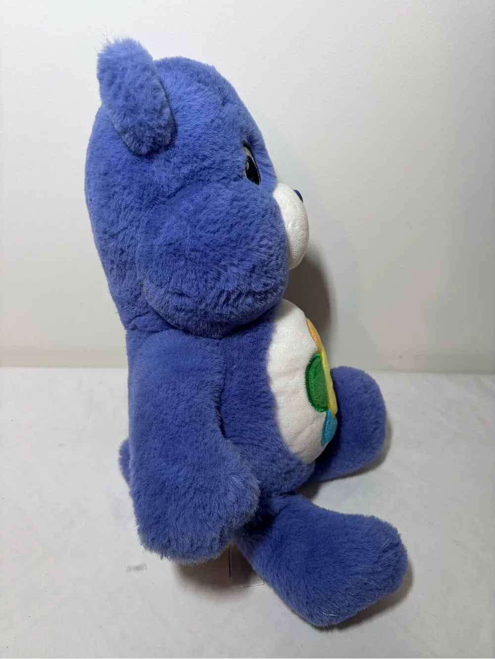 Care Bears Blue Plush with Rainbow Flower Tummy Patch
